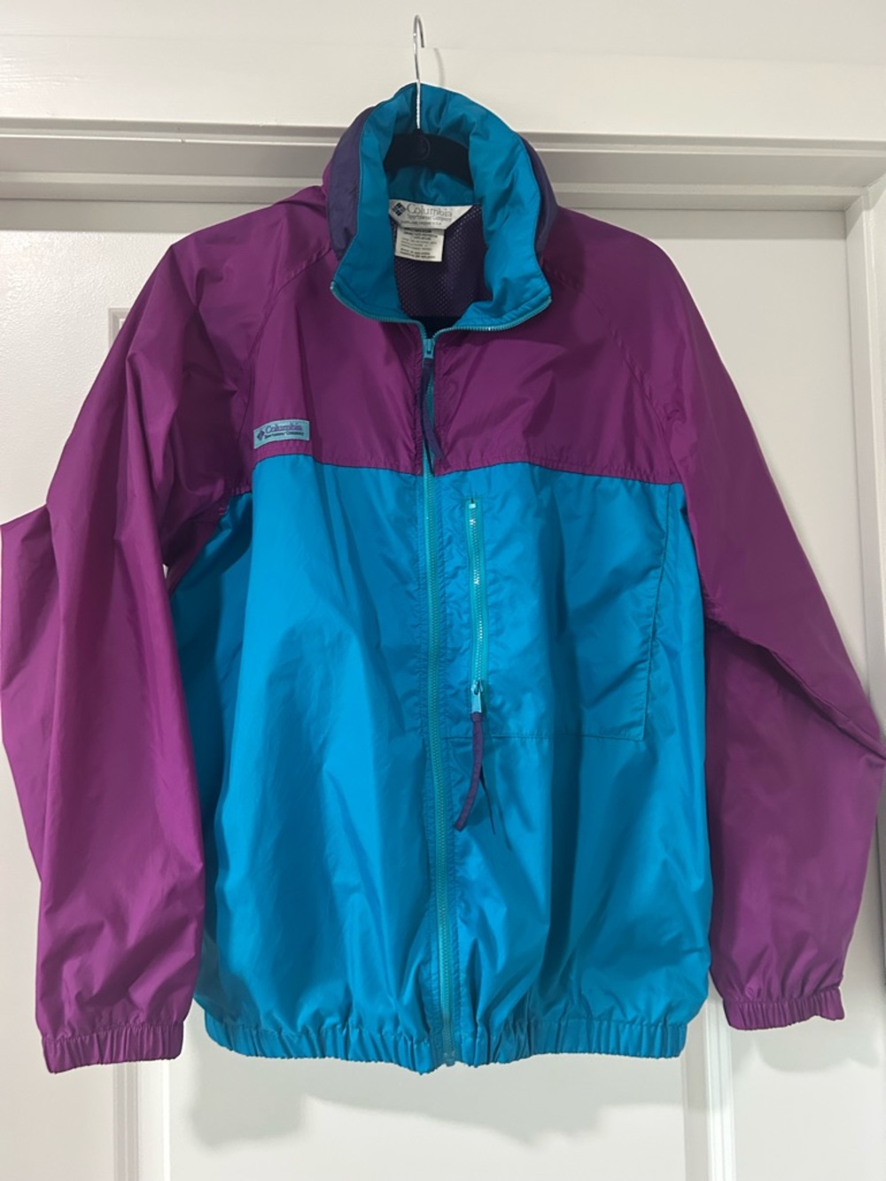 Columbia Vintage Two-Tone Windbreaker Jacket - Teal & Purple
